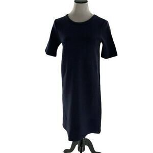 Boden Dress Women Size 8R Relaxed Ponte Ribbed Waffle Fabric Pullover Navy Blue